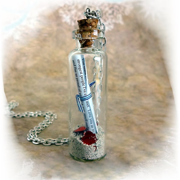 CUSTOM Message in a Bottle Necklace - Graduation Gift Going Away Glass Bottle Cork Necklace - Love Note - Song Lyrics - Wedding Vows - Poem
