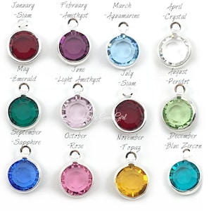 Premium Crystal Birthstone Charm to add to your Order - Birthday Stone Crystal Drops in Silver or Rose Gold