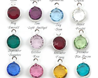 Premium Crystal Birthstone Charm to add to your Order - Birthday Stone Crystal Drops in Silver or Rose Gold