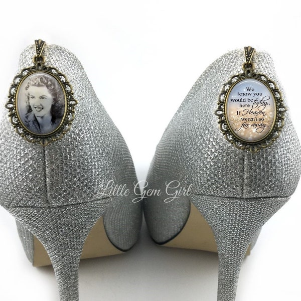 Custom Photo Bridal Shoe Charms - Wedding Shoe Charms - Personalized Memorial Picture Charm - In Memory Walk with Me