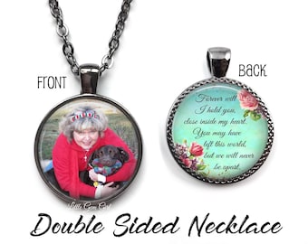Memorial Loss Necklace or Key Chain - Double Sided Custom Photo Charm - Memorial Keepsake Jewelry - Pet or Loved One Remembrance