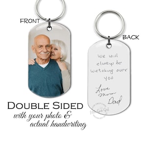 Handwriting Keychain or Necklace - Handwritten Key Chain - Custom Photo Memorial Dog Tag - Signature Personalized In Memory Key Tag
