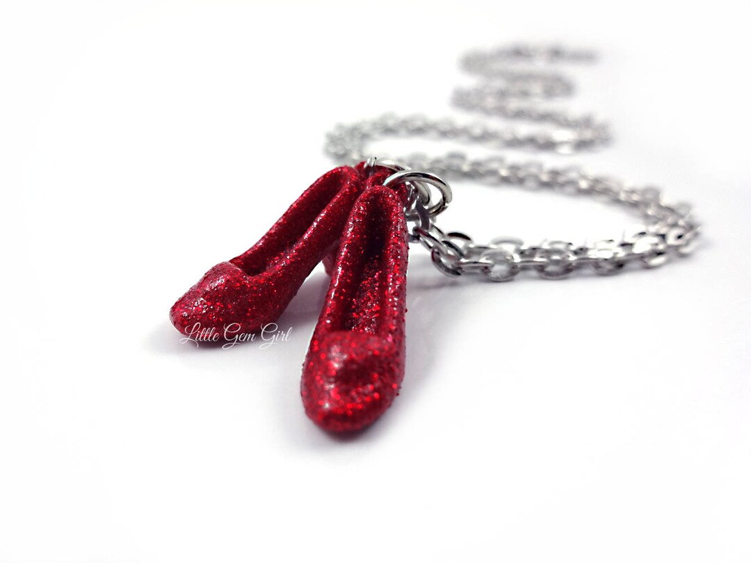 The Wonderful Wizard of Oz Ruby Red Slippers Charm Necklace Red
