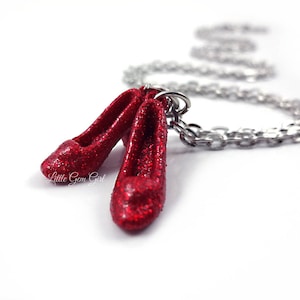 The Wonderful Wizard of Oz Ruby Red Slippers Charm Necklace - Red Shoes Charm - No Place Like Home Ruby Slipper Pendant - Dorothy&#39;s Shoes