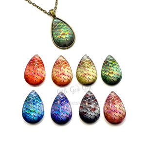 Dragon Egg Necklace - Fantasy Pendant with Mermaid Scale Effect - Magical Geek Jewelry, Mythical Creature Necklace image 6