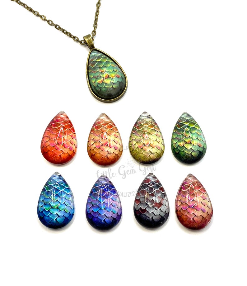 Dragon Egg Necklace - Fantasy Pendant with Mermaid Scale Effect - Magical Geek Jewelry, Mythical Creature Necklace image 6