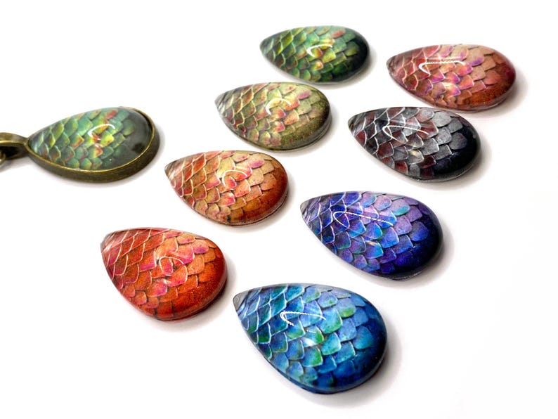 Dragon Egg Necklace - Fantasy Pendant with Mermaid Scale Effect - Magical Geek Jewelry, Mythical Creature Necklace image 7
