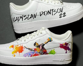 Custom Hand-Painted Sneakers – Order Unique Shoes with Individual initials design,example sport team, unisex