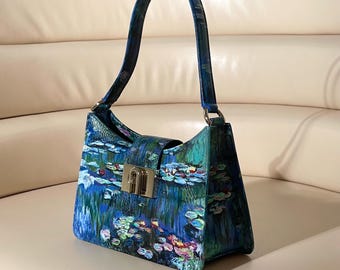 Custom Hand-Painted Bag: Water Lilies, Claude Monet exclusive