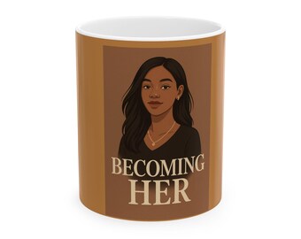 Taza "Becoming Her" / Taza de cerámica con retrato marrón