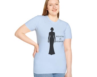 Camiseta con gráfico de silueta "Wealthy In Purpose" / tipografía inspiradora