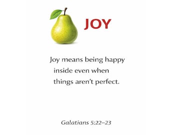 Tarjetas didácticas de los frutos del Espíritu para niños, lecciones bíblicas de la escuela dominical imprimibles