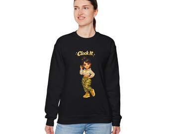 Sudadera Clock It Girl / Conjunto de camuflaje con gráfico de dibujos animados, top informal de calle