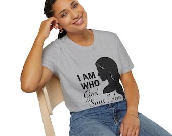 Camiseta de fe cristiana / Camiseta con silueta "Soy quien Dios dice que soy"