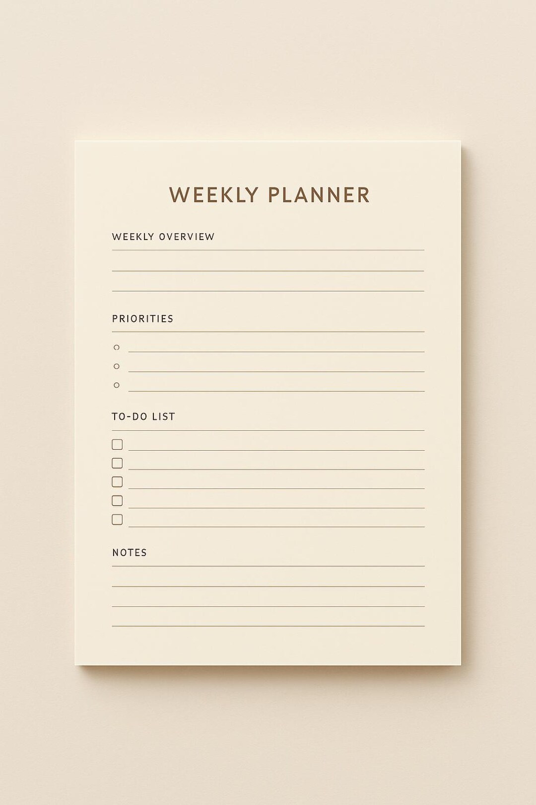 Beige Minimalist Weekly Planner Bundle | 12-page Printable Planner Set ...