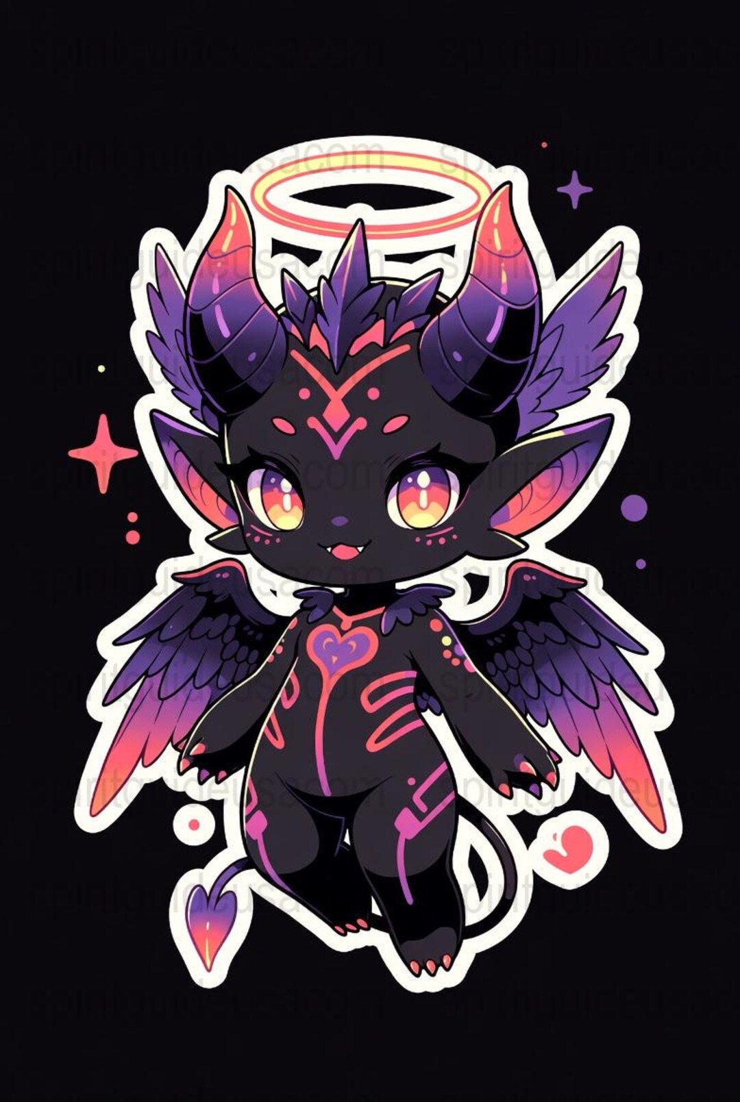 Cute Devil Sticker, Angelic Demon Decal, Pastel Goth Art, Fantasy ...