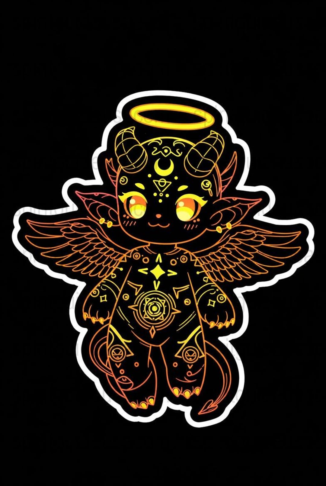 Angel Devil Sticker, Cute Imp, Kawaii Creature Stickers, Magical Art ...