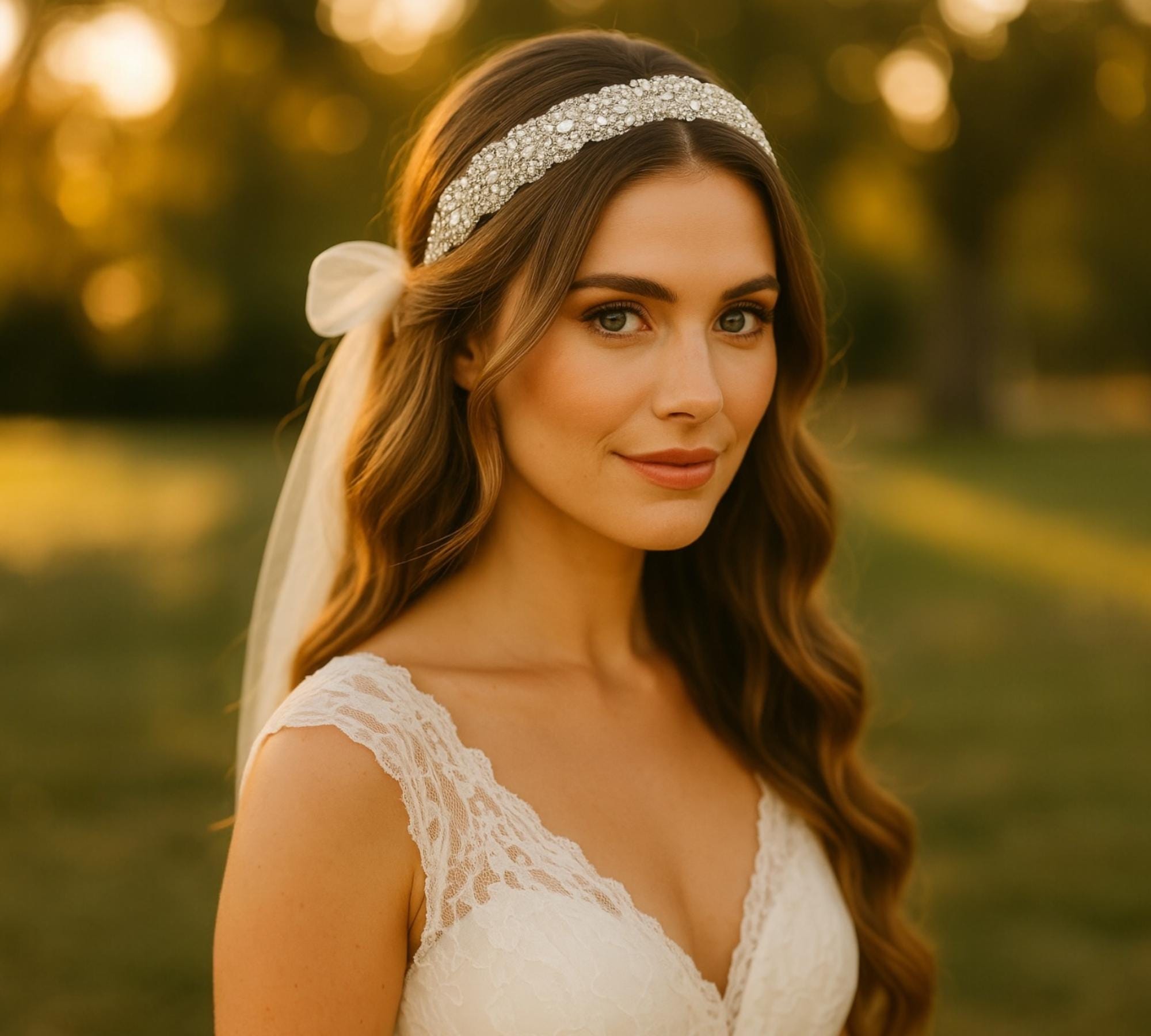 Crystal Stone Sash Ribbon Bridal Wedding Belt Headband main image 0