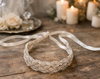 Romantic Rhinestone Bridal Headpiece – Delicate Wedding Hair Accessory, Soft Silver Hairband