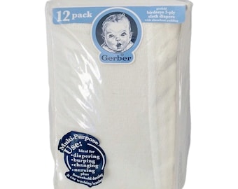 Gerber Prefold Birdseye Stoffwindeln 100% Baumwolle Nos Vtg Flat fold Weave 12 Pk