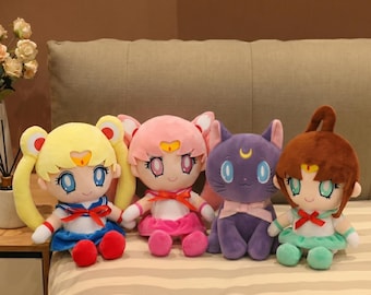 Sailor Moon Plush Set – Kawaii Anime Plushies, Usagi Tsukino, Chibiusa, Luna Cat & Sailor Jupiter Dolls, Cute Manga Gift, Soft Toy Set