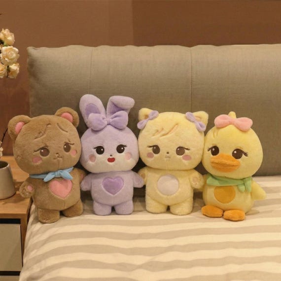 Blackpink Born Pink Plush Doll Set, Kpop Plushies Cute Kawaii Stuffed Animal Toys, Soft Aesthetic Room Decor Collectible Gift for Him Her