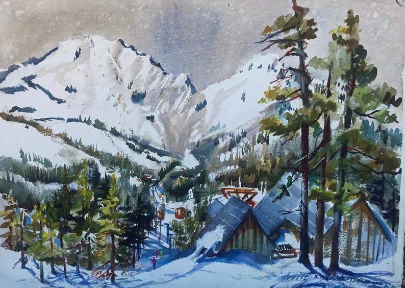 Two Sugarbowl Paintings by Cecile Johnson Watercolor Olympics Etsy