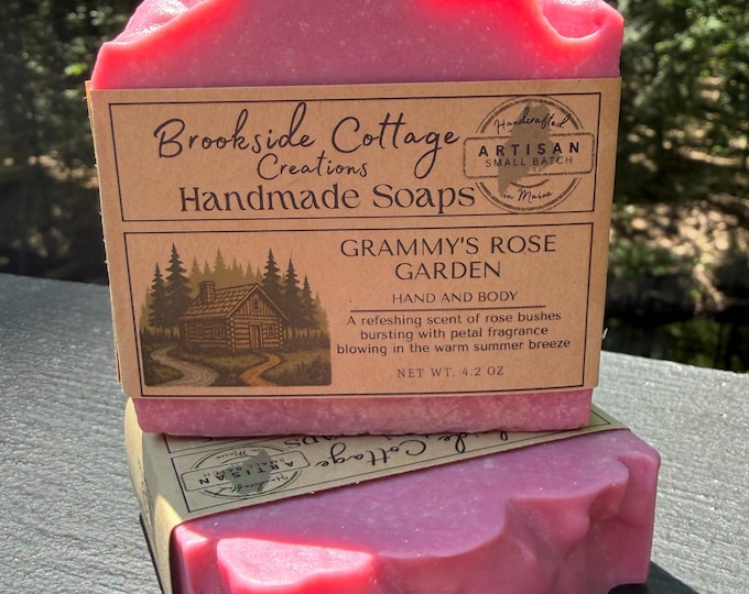 Handmade Rose Soap Bar – Grammy’s Rose Garden | Soft Floral Artisan Maine Soap