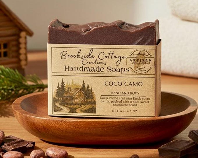 Handmade Cocoa Camo Cold Process Soap Bar | Chocolate Scent