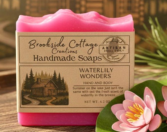 Waterlily Wonders Handmade Floral Cold Process Soap Bar | Fresh Light Scent