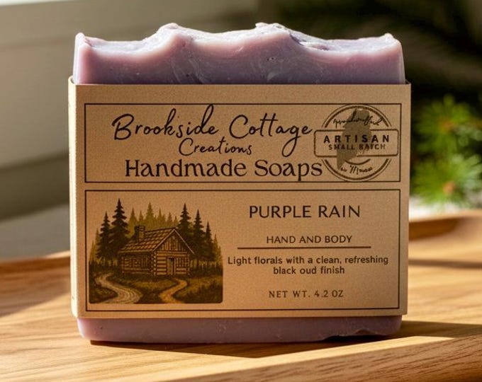 Handmade Floral Soap Bar – Purple Rain | Clean Floral & Oud Artisan Maine Soap