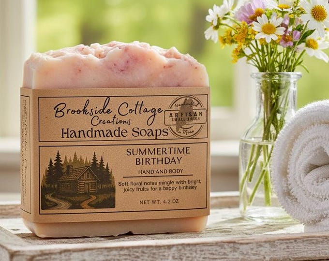 Handmade summer Cold Process soap bar | Light fruity floral birthday