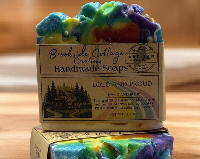 Handmade PRIDE Cold Process Artisan Soap Bar Loud and Proud, Maine Made