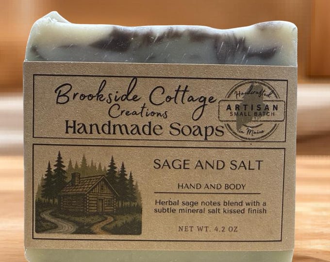Handmade Sage & Salt cold process Soap Bar | Artisan Maine Made