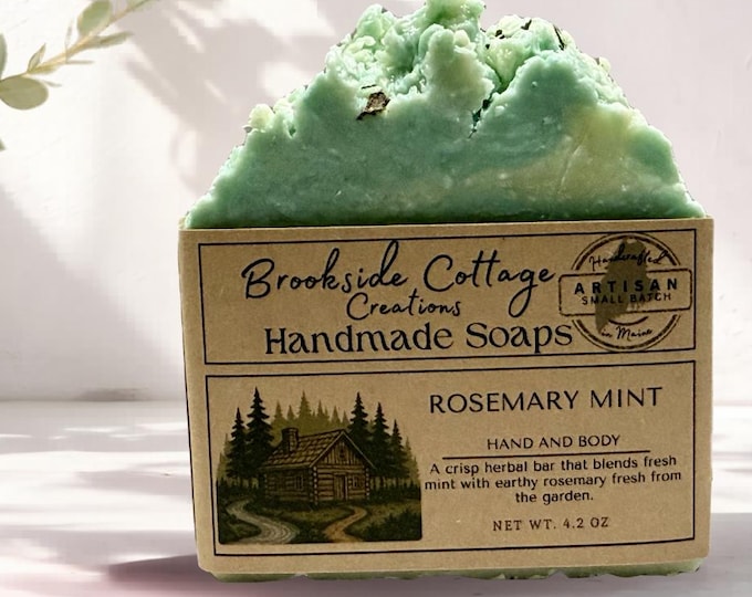 Handmade Rosemary and Mint Soap Bar | Artisan Maine Soap