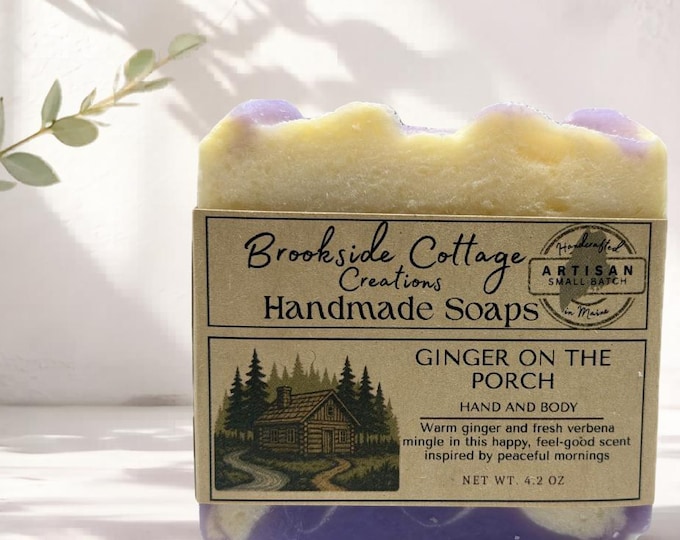 Ginger on the Porch Handmade Cold Process Artisan Soap Bar with Verbena, Maine Made
