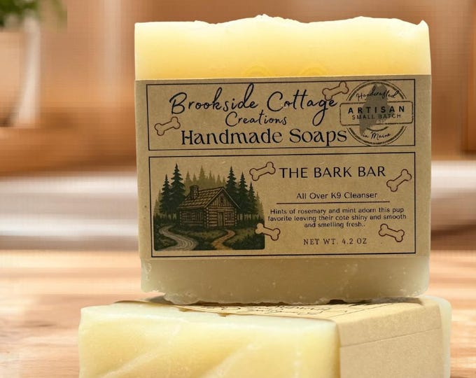 Handmade Dog Rosemary Cold Process soap , Bark Bar, Made in Maine