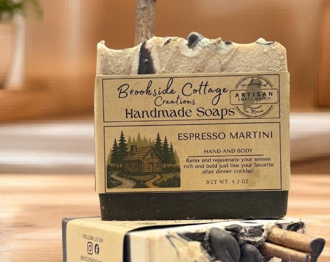 Handmade Coffee and Cream Cold Process soap bar, Espresso Martini, Made in Maine