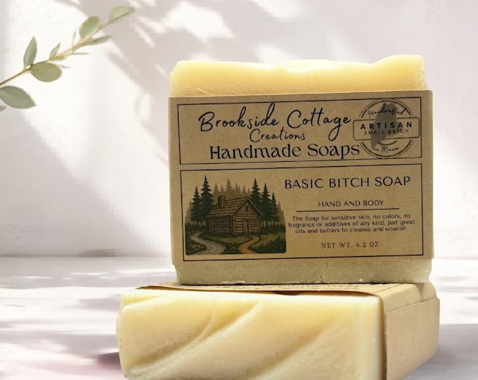 Handmade Sensitive Skin Cold Process soap bar, Basic Bitch, Made in Maine