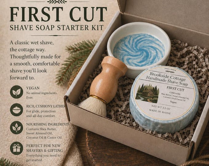 Handmade Cold Process Artisan Mens Shave Soap -  First Cut, Maine Made
