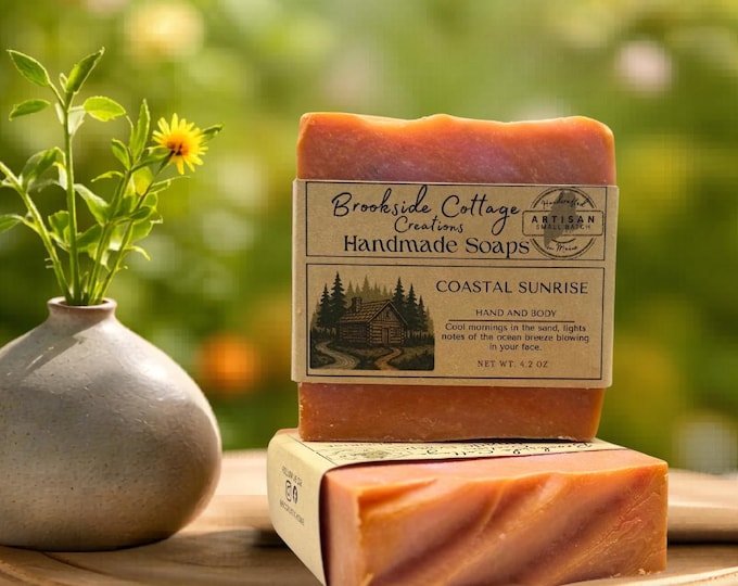 Handmade Coastal Sunrise Cold Process Soap Bar | Artisan Maine Made