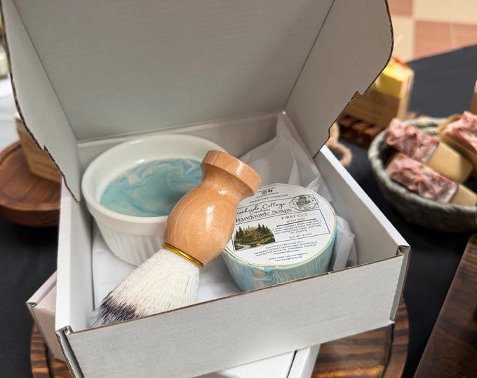 Handmade Cold Process Artisan Mens Shave Soap -  First Cut, Maine Made