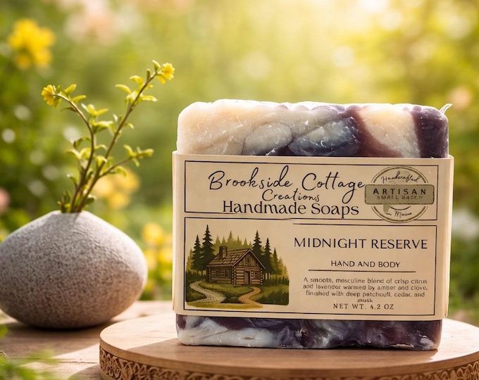Handmade Cold Process Artisan Soap Bar  Midnight Reserve, Maine Made