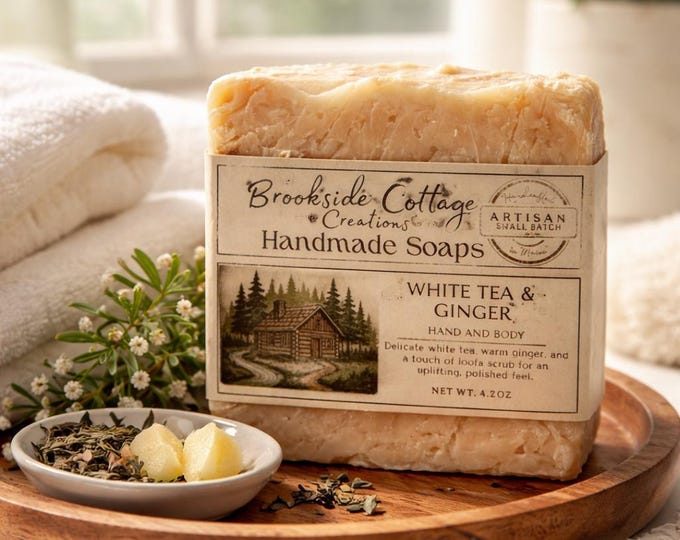 Handmade White Tea and Ginger Exfoliating Soap Bar | Artisan Maine Soap