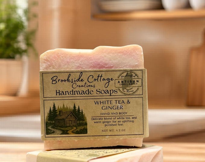 Handmade White Tea and Ginger Cold Process Soap Bar | Artisan Maine Made