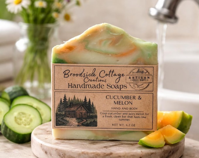 Handmade Cucumber and Melon Soap Bar | Artisan Maine Soap
