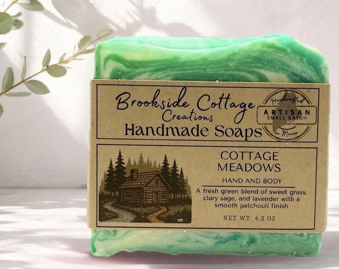 Handmade Sweetgrass Cold Process soap bar, Cottage Meadow, Made in Maine