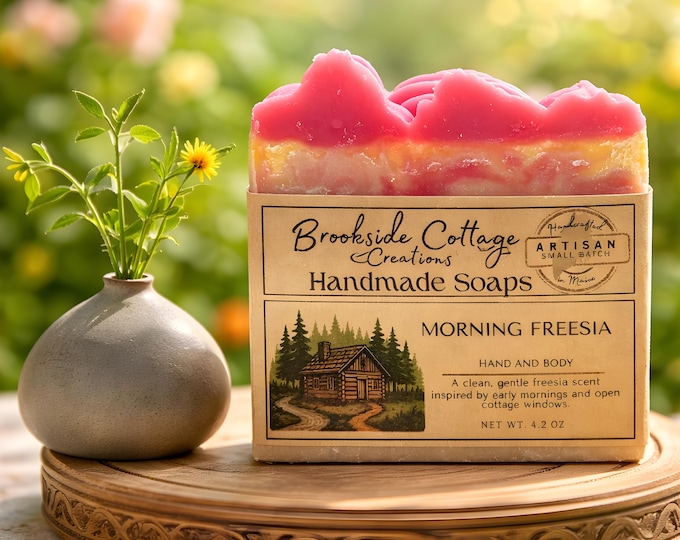 Handmade Cold Process Artisan Soap Bar Morning Freesia, Maine Made