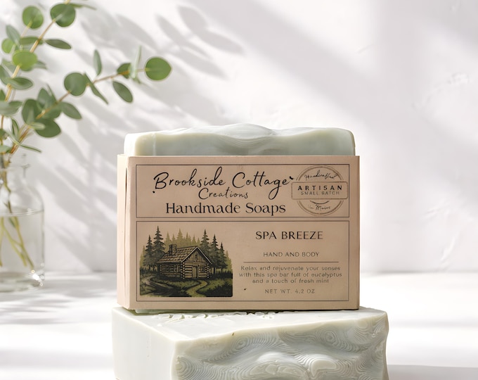 Handmade Cold Process Soap Bar – Spa Breeze with Eucalyptus