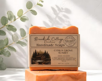 Handmade Citrus Soap Bar | Blood Orange Musk, Small Batch Cold Process,  Citrus Grove Sunset